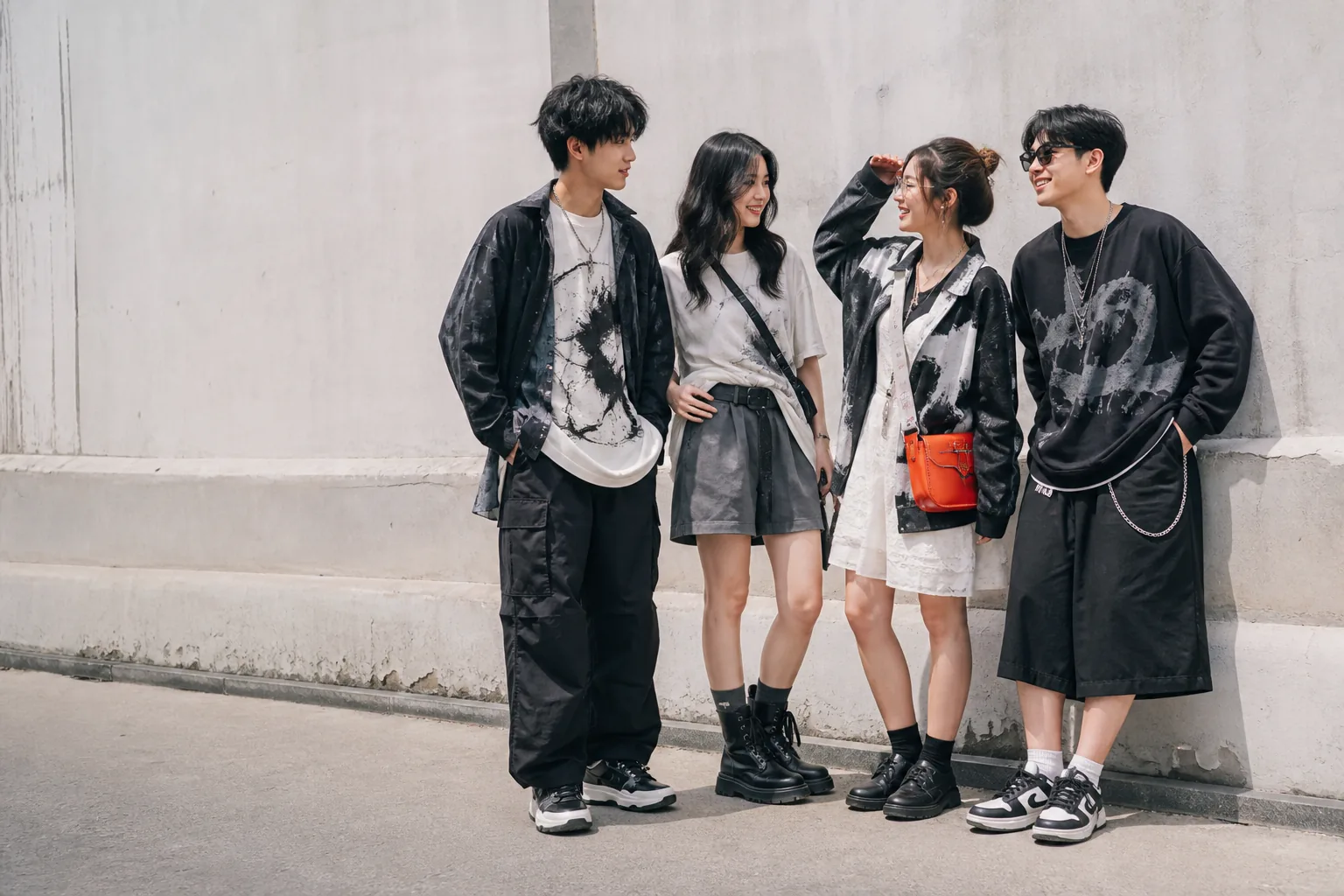 Four friends wearing independent Vietnamese streetwear